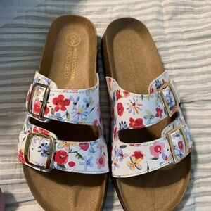 White Mountain Helga Floral Double Strap Sandals